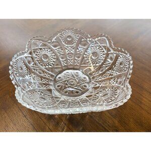 Vintage Imperial Glass Daisy & Button Round Bowl Sawtooth Edge Serving Piece